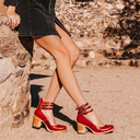 Women's Vintage Double Buckle Ankle Strap Heels – Block Heel Round Toe Pump