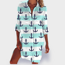 Women's Tie Dye Shirt Dress – V Neck Long Sleeve Button Down Beach Summer Mini