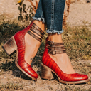Women's Vintage Double Buckle Ankle Strap Heels – Block Heel Round Toe Pump