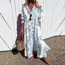 Women's Abstract Floral Maxi – V Neck Short Sleeve Tiered Summer Vacation Dress
