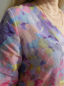 Women's Abstract Floral Print Midi – V Neck 3/4 Sleeve Column Hem Relaxed Casual Dress