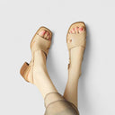 Women's Block Heel Slingback Sandals – Square Open Toe Buckle Strap Summer Heels