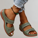 Women's Boho Cutout Slide Sandals – Open Toe Double Strap Summer Flat