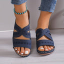 Women's Boho Embroidered Wedge Slides – Cutout Open Toe Summer Slip On Sandals