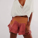 Women's Boho Floral Embroidered Shorts – High Waist Ruffle Hem Boho Summer