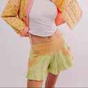 Women's Boho Floral Embroidered Shorts – High Waist Ruffle Hem Boho Summer