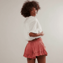 Women's Boho Floral Embroidered Shorts – High Waist Ruffle Hem Boho Summer