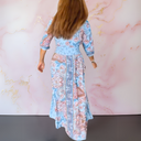 Women's Boho Paisley Floral Maxi – V Neck Tie Front Smocked Waist Tiered Dress
