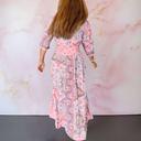 Women's Boho Paisley Floral Maxi – V Neck Tie Front Smocked Waist Tiered Dress