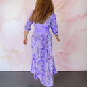 Women's Boho Paisley Floral Maxi – V Neck Tie Front Smocked Waist Tiered Dress