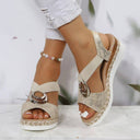 Women's Boho Snake Print Platform Sandals – Ring Detail Ankle Strap Open Toe