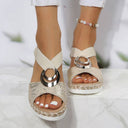 Women's Boho Snake Print Platform Sandals – Ring Detail Ankle Strap Open Toe