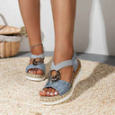 Women's Boho Snake Print Platform Sandals – Ring Detail Ankle Strap Open Toe