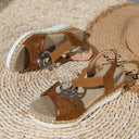 Women's Boho Snake Print Platform Sandals – Ring Detail Ankle Strap Open Toe