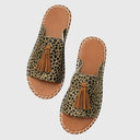 Women's Boho Tribal Print Tassel Flat Sandals – Open Toe Slip On Casual Summer