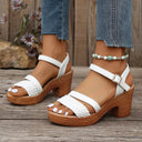 Women's Boho Woven Platform Sandals – Ankle Strap Block Heel Open Toe Summer