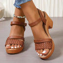 Women's Boho Woven Platform Sandals – Ankle Strap Block Heel Open Toe Summer