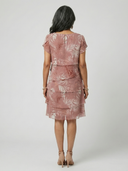 Women's Botanical Scroll Print Chiffon Mini – Round Neck Flutter Sleeve Four Tier Wedding Guest Dress