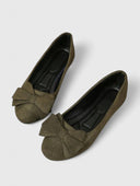 Women's Bow Ballet Flats – Round Toe Slip On Suede Everyday Flat Shoes