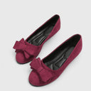 Women's Bow Ballet Flats – Round Toe Slip On Suede Everyday Flat Shoes