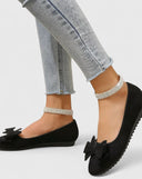 Women's Bow Ballet Flats – Round Toe Slip On Suede Everyday Flat Shoes