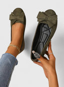 Women's Bow Ballet Flats – Round Toe Slip On Suede Everyday Flat Shoes
