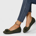 Women's Bow Ballet Flats – Round Toe Slip On Suede Everyday Flat Shoes