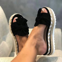 Women's Bow Platform Slides – Peep Toe Espadrille Slip On Summer Sandals