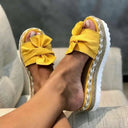 Women's Bow Platform Slides – Peep Toe Espadrille Slip On Summer Sandals