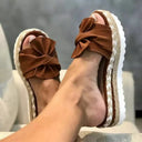 Women's Bow Platform Slides – Peep Toe Espadrille Slip On Summer Sandals