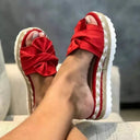 Women's Bow Platform Slides – Peep Toe Espadrille Slip On Summer Sandals