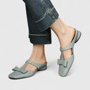 Women's Bow T-Strap Ballet Flats – Square Toe Slip On Flat Mary Jane Shoes
