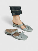 Women's Bow T-Strap Ballet Flats – Square Toe Slip On Flat Mary Jane Shoes