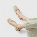 Women's Bow T-Strap Ballet Flats – Square Toe Slip On Flat Mary Jane Shoes