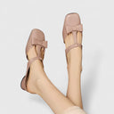 Women's Bow T-Strap Ballet Flats – Square Toe Slip On Flat Mary Jane Shoes