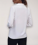 Women's Button Up Office Blouse – Collared Long Sleeve Solid Tailored Work Top
