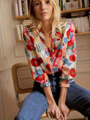 Women's Casual Floral Print Blouse – Button Down Long Sleeve V Neck Top
