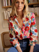 Women's Casual Floral Print Blouse – Button Down Long Sleeve V Neck Top