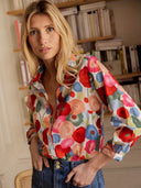 Women's Casual Floral Print Blouse – Button Down Long Sleeve V Neck Top