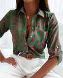 Women's Casual Solid Blouse – V Neck Button Front Long Sleeve Daily Top