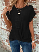 Women's Casual Waffle Knit Tee – Crew Neck Short Sleeve Summer Top