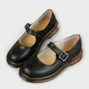 Women's Chunky Sole Mary Jane Shoes – Single Strap Square Buckle Round Toe Flat
