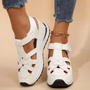 Women's Closed Toe Platform Sandals – Cutout Wrap Strap Hook Loop Casual Shoes