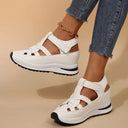 Women's Closed Toe Platform Sandals – Cutout Wrap Strap Hook Loop Casual Shoes
