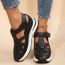 Women's Closed Toe Platform Sandals – Cutout Wrap Strap Hook Loop Casual Shoes