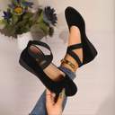 Women's Closed Toe Wedge Ballerina Shoes – Crossover Strap Slip On Flats