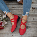 Women's Closed Toe Wedge Ballerina Shoes – Crossover Strap Slip On Flats