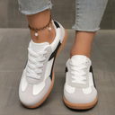 Women's Color Block Low Cut Sneaker – Lace Up Gum Sole Retro Casual Shoe