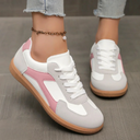 Women's Color Block Low Cut Sneaker – Lace Up Gum Sole Retro Casual Shoe