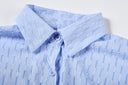 Women's Cotton Shirt and Shorts Set – Long Sleeve Button Down Ruffle Mini Two Piece